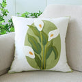 vctops Farmhouse Calla Lily Cotton Tufted Throw Pillow Cover Spring Floral Embroidery Pillowcase Soft Square Cushion Case for Sofa Couch Bed Chair (White C,18"x18")