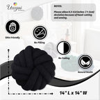 Uvvyui Knot Pillows, 14 Inch Decorative Throw Pillows Round Pillows Cushion, Soft Handmade Knotted Ball Pillow Plush Cushion Home Decor for Bed Couch Living Room (Black, 14 Inch)