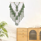 EOBTAIN Green Macrame Wall Hanging Handmade Boho Macrame Wall Decor with Yarn Tassel Bohemian Tapestry Woven Wall Art for Living Room Bedroom Home Apartment Nursery Dorm Decorations,16" W x 26" L