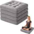Meditation Floor Pillow Set of 4, Square Large Pillows Seating for Adults, Meditation Cushion Pillow,Tufted Corduroy Cushion for Tatami Living Room or Yoga, Light Gray, 22x22 Inch