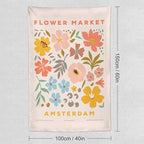 Chordity Danish Pastel Botanical Flower Market Aesthetic Floral Plants Tapestries Wall Hanging Tapestry Decorative Flag For Home Decor Living Room College Dorm Bedroom Banner Poster 40 * 60 Inch