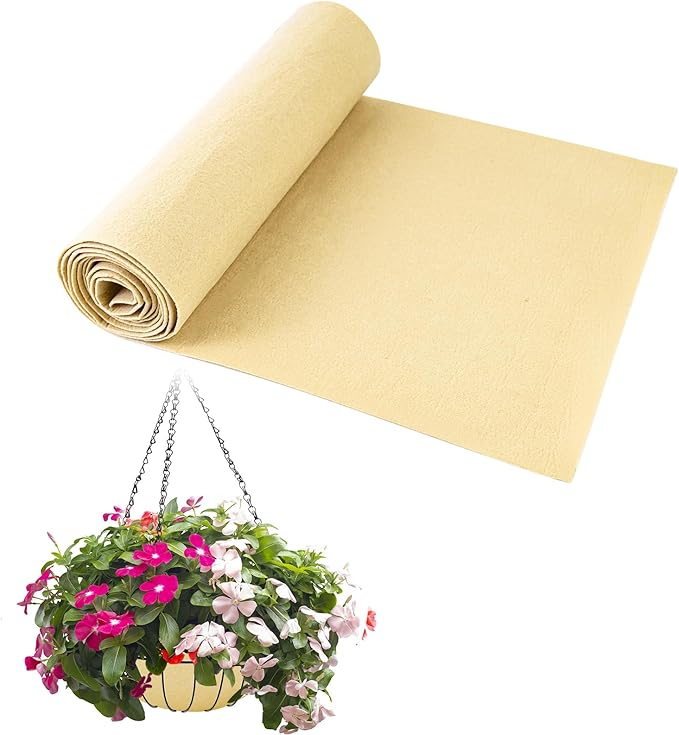 12x80 Inch Fabric Planter Liner Roll Non Woven Plant Felt Liner Roll Beige Coco Liners Roll Alternative Coconut Basket Liner Roll Replacement Easy to Cut for Planter Hanging Flower Basket Window Box