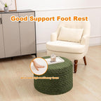 Round Pouf Ottoman 20 x 20 x 14 Inches Boho Poof Home Decor Floor Pouffe Ottoman Foot Rest for Couch Sofa Bean Bag Chairs Living Room Bedroom (Green)