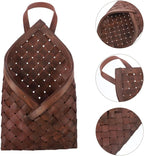 Ciieeo Woven Hanging Wall Basket Rustic Style Flat Wicker Storage Organizer for Kitchen and Home Decor 2.56 X 6.69 X 2.56 Inches