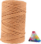 FLIPPED 100% Natural Cotton Macrame Cord,5mm x110 Yards Macrame Cords Colored Cotton Macrame Rope Craft Cord for DIY Crafts Knitting Plant Hangers Christmas Wedding Décor（Coffee）