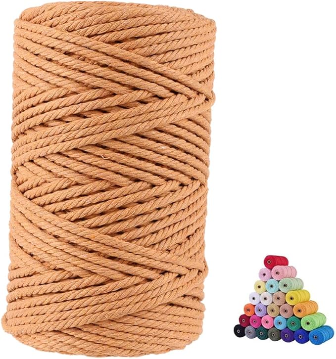FLIPPED 100% Natural Cotton Macrame Cord,5mm x110 Yards Macrame Cords Colored Cotton Macrame Rope Craft Cord for DIY Crafts Knitting Plant Hangers Christmas Wedding Décor（Coffee）