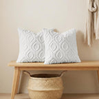 decorUhome Cozy Textured Euro Sham Throw Pillow Covers 22x22 Inch Set of 2, Soft Plush Faux Wool White Accent Couch Pillow Covers for Modern Farmhouse Sofa Bed Living Room