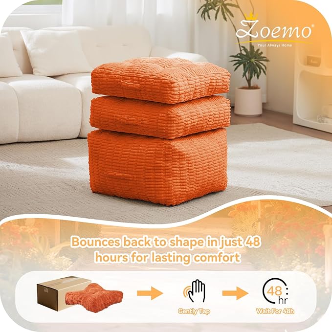 Floor Pillow Cushion for Adults, Meditation Cushion Pillow, Large Square Floor Sitting, for Tatami Living Room or Yoga, 22x22 Inch