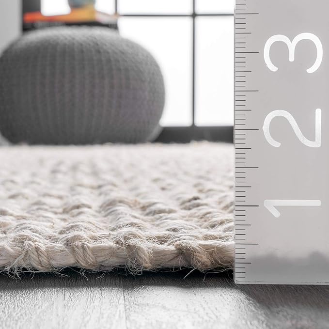 Nuloom Daniela Off-White, 9'6" x 12'6", Handmade, Jute, Tassel, Soft and Textured, High Traffic, Stain Resistant, Easy Clean, Durable Area Rug for Bedroom, Living Room, Dining Space, Foyer, Entryway