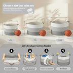 70L Large Cotton Rope Basket, Decorative Woven Blanket Storage for Living Room, Boho Toy Storage & Toy Box for Kids, Versatile Laundry Basket & Nursery Hamper for Blankets(Grey)