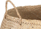Bloomingville Handwoven Seagrass Folding Basket with Handles, Natural and Black