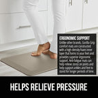 GORILLA GRIP Comfortable Cushioned Kitchen Mats for Floor, 48x20, Waterproof and Stain Resistant Soft Top, 3/4 Inch Thick Ergonomic Standing Desk Anti Fatigue Mat, Foam Supports Ankles and Feet, Taupe