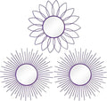 3 Pack Metal Mirrors for Wall Sunburst Wall Mirrors Home Décor Decorative Hanging Wall Art for Living Room Bedroom Entryway (Purple, Flower+Sunburst)