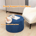 Round Pouf Ottoman 20 x 20 x 14 Inches Boho Poof Home Decor Floor Pouffe Ottoman Foot Rest for Couch Sofa Bean Bag Chairs Living Room Bedroom (Royal Blue)