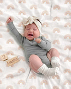 meowcards Muslin Swaddle Blankets for Baby, Unisex Baby Boys Girls Essentials, Large 47 x 47 inches, Boho Receiving Blankets Newborn Registry Must Haves (Beige-Rainbow, Printed)