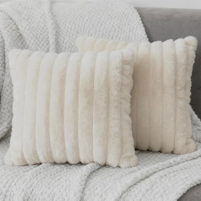 2 Pack 16x16 Pillow Cover Velvet Pillow Covers, Faux Fur Square Throw Pillow Covers for Living Room Decorations Throw Pillow Case, Throw Pillow Cover Cushion Cover for Home Sofa Bedroom Car, Apricot
