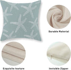 Seafoam Blue Starfish Pillow Covers 18x18 Inch Set of 2 Coastal Throw Pillows Summer Nautical Ocean Beach Theme Decorative Pillowcase Outdoor Farmhouse Decor Cushion Case for Home Bedroom