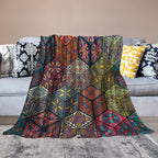 Hippie Bohemian Mandala Throw Blanket Indian Flower Floral Texture Print Blanket for Sofa Bed Couch Chair Or Dorm 60"x80"