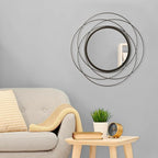 Wall Mirror Mounted Round Decorative Mirrors with Iron Metal Wire Frame Mirror for Wall, Home Decorative Bathroom Vanity, Living Room or Bedroom Large 20”