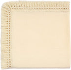 insular Cotton Muslin Baby Blanket with Tassel, Boho Bohemian Muslin Swaddle Blanket Baby Receiving Blanket with Fringe, Nursery Decor Throw or Nursing Blankets, 47" x40”, Beige