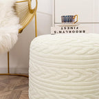 Round Pouf Ottoman 20 x 20 x 14 Inches Boho Poof Home Decor Floor Pouffe Ottoman Foot Rest for Couch Sofa Bean Bag Chairs Living Room Bedroom Cream White