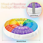party greeting Wheel of Emotions Feelings Pillow Round Velvet Feelings Wheel Emotion Throw Pillow Circle Seating Floor Cushion for Office Home Room Sofa Decor Counselor Physical Therapist Gift Rainbow