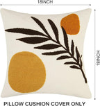 JASEN Boho Abstract Throw Pillow Covers 18x18 Orange Mid Century Geometric Leaf Decorative Throw Pillows Modern Art Pillow Cases for Couch Bed Sofa Bedroom（Only 1 Pillow Cover）