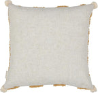 Boho Pillow Covers 18X18 Inch Boho Tufted Linen Throw Pillow Covers Decorative Pompoms Cushion Cover Farmhouse Pillow Case for Couch Sofa Bed Living Room Bedroom,Mustard Yellow