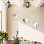 3 Pack Metal Mirrors for Wall Sunburst Wall Mirrors Home Décor Decorative Hanging Wall Art for Living Room Bedroom Entryway (White, Flowers)