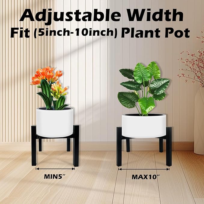 Mini 4Legs Adjustable Metal Plant Stand for 5"-10" Plant Pot – Indoor & Outdoor (Black, 1 Pcs)