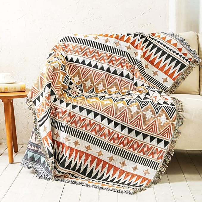 Lqprom Boho Southwest Throw Blankets Aztec Southwest Throws Cover Outdoor Camping Picnic Tent Beach Travel 63"x87"