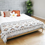 Lqprom Boho Throw Blankets Knit Bed Blankets with Tassel Aztec Western Throws Cover Christmas Decor for All Season Sofa Couch Chair Outdoor Camping Picnic Tent Beach Car Traveling 51"x63"