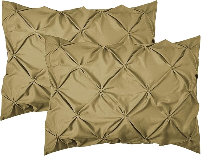 Elegant Comfort 2-Pack Sham Set Pinch Pleat Design, 1500 Premium Hotel Quality Microfiber, Stylish Design-Easy Care, Wrinkle and Stain Resistant, 2-Piece Sham Set, Pleated Standard/Queen, Taupe