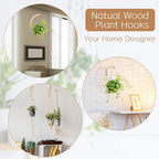 Juexica 4 Pcs Plant Hanger Wooden, 8 Inch Hanging Plant Hooks for Indoors and Outdoor, Wall Mounted Hanging Hook Brackets for Planters Lanterns Wind Chimes and Bird Feeders Patio Decor(Wood Color)