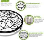 15" Tall Metal Plant Stand, 11" Wide Round Plant Stand for Flower Pots Up to 100lbs, Rustproof Iron Plant Holder for Indoor Outdoor Use, Easy Assemble Flower Stand for Home Garden Display Greenery