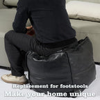 Louis Donné Square Unstuffed Pouf Ottoman Cover - Waterproof Faux Leather Footstool for Living Room, Modern Black Floor Cushion with Storage, Easy Clean, 18 Inch (Cover Only)