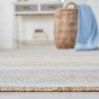 SAFAVIEH Area Rug 8x10 - Kilim Collection - Large - Natural & Light Blue, Handmade Jute, Ideal for Living Room, Bedroom, Office, Dining Space (KLM461L)