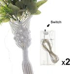 Macrame Wall Hanging, White Cotton Rope with Artificial Dahlia Flowers, 8x23 Inches, Handcrafted Boho Tapestry with LED Lights, Decorative Wall Art for Living Room, Bedroom (Flamingo Pink)