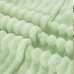 Cream Green Fleece Throw Blanket 60”×80” for Couch Sofa Bed,Super Soft Cozy Plush Microfiber Flannel Blanket with Stripes Design Lightweight for Adults,Woman,Girls