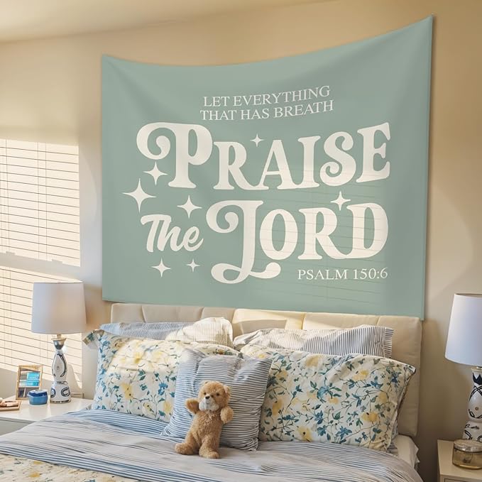 STHTTSW Sage Green Christian Bible Wall Tapestry, Inspirational Wall Decor, Wall Art Home Decor, Christian Gift for Women, Tapestry for Bedroom, Living Room Dining Room Office, 50x60 Inch