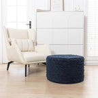 Asuprui Round Pouf Ottoman Stuffed Pouf Foot Stool Floor Chair for Living Room Bedroom Filled Boho Poof Foot Rest for Couch 20 Diameter x 12 Height Navy Blue Pouf with Filler