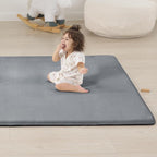 1.3" Thick Baby Floor Play Mat 79x118, Basic Padded Foam Mat for Tummy Time Crawling, Non Slip Cushioned for Babies Toddlers Infants Kids (Dark Grey)