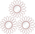 3 Pack Metal Mirrors for Wall Sunburst Wall Mirrors Home Décor Decorative Hanging Wall Art for Living Room Bedroom Entryway (Pink, Flowers)