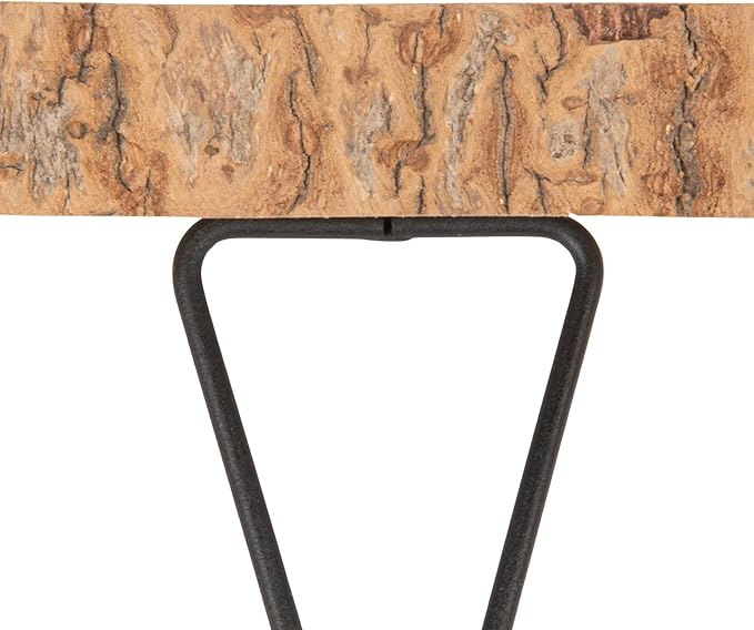 Creative Co-Op Large Paulownia Wood Pedestal with Metal Legs