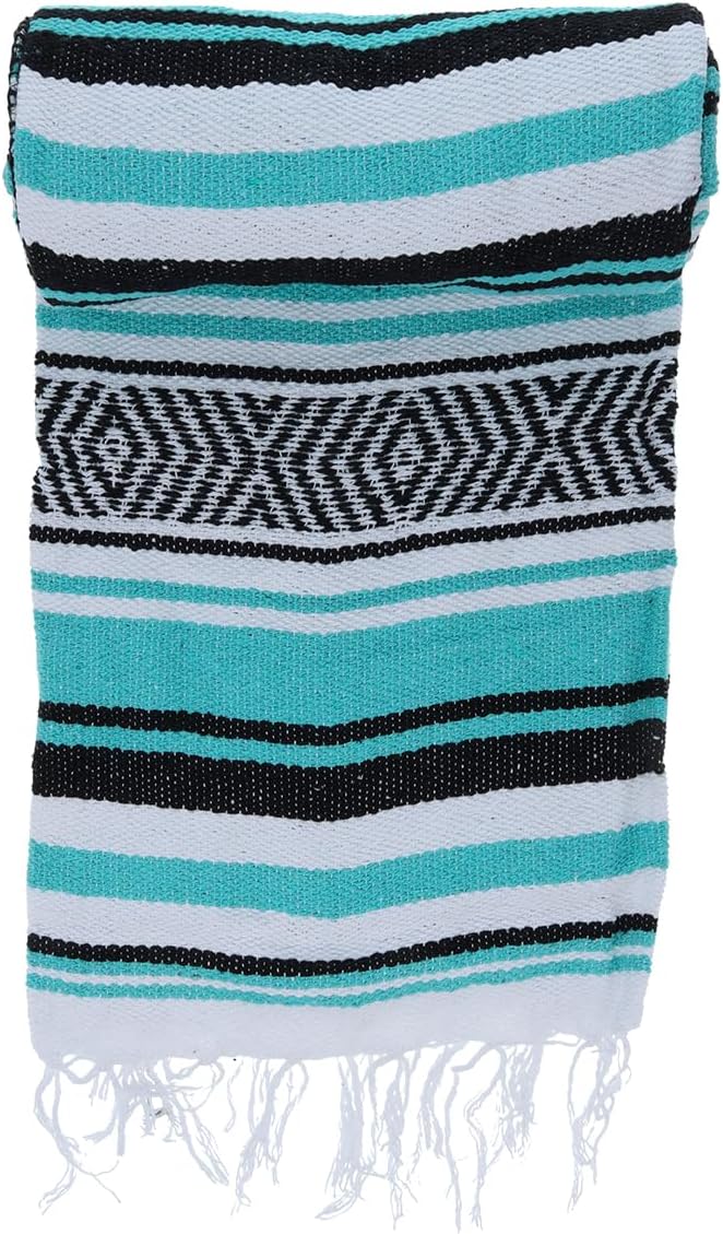 BlackCanyon Gear Falsa Blanket Rolled Cotton Blend OL124 Mexican Style Saddle Yoga Beach Blanket Aztec Throw Colorful Serape - 4FT x 6FT
