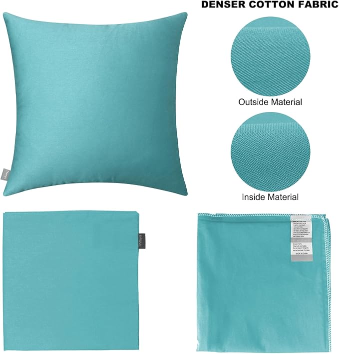 Thmyo 4-Pack 100% Cotton Comfortable Solid Decorative Throw Pillow Case Square Cushion Cover Pillowcase Sublimation Blank Pillow Covers DIY Throw Pillowcase for Sofa Bedroom(18x18 inch/ 45x45cm,Green)