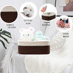 COMFY-HOMI 13" x 8.5" x 5.1" Storage Baskets for Organizing | Cotton Rope Woven Basket | Toy Storage Bin Box | Basket for Shelves,1 Pack, dark brown/white