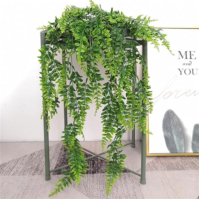 CATTREE Artificial Hanging Vines Plants Fake Boston Ivy Ferns 4 Pcs Plant, Faux Vine Greenery Leaves Rattan for Outdoor UV Resistant for Wall Indoor Hanging Baskets Wedding Party Garland Décor