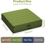 MeMoreCool Square Floor Pillows for Adults Kids, 2 Sets Large Meditation Cushion with 5" Thick Foam and Washable Tufted Cover, 24 Inch Green Seat Floor Cushions for Sitting and Yoga