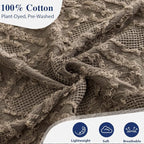 Simple&Opulence 100% Cotton Throw Blanket for Bed, Couch, Boho Textured Geometric Knit Woven Blanket with Tassels Soft, Lightweight Breathable Shabby Chic Farmhouse Decoration for All-Season(Brown)